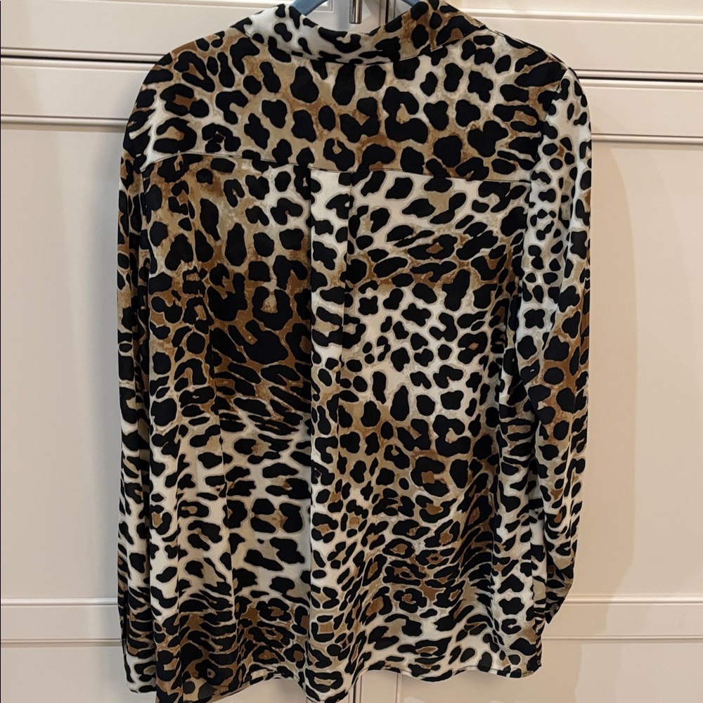 Dennis Basso Leopard Print Blouse - Black and Brown - Picture 3 of 3